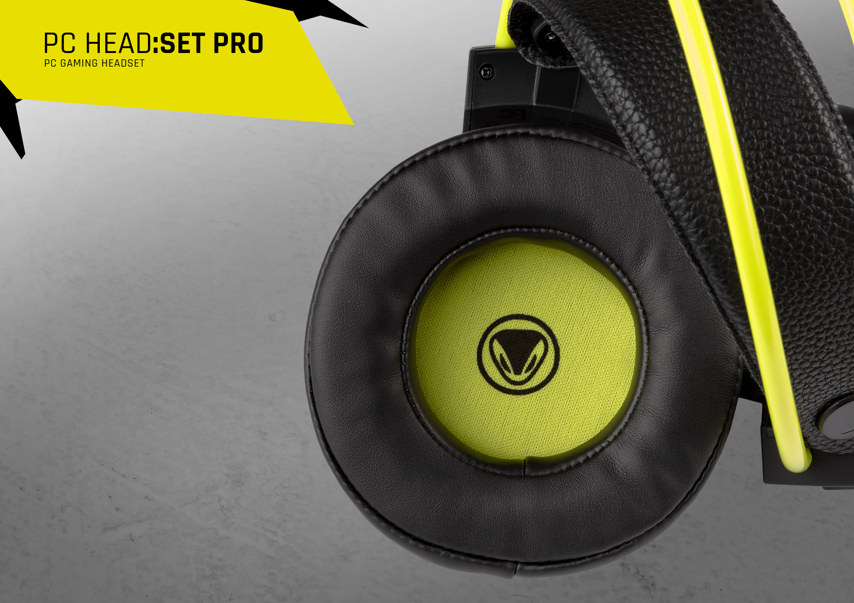 Schwarz-gelbes Gaming-Headset. Der Ohrmuschel ist schwarz mit gelben Akzenten.