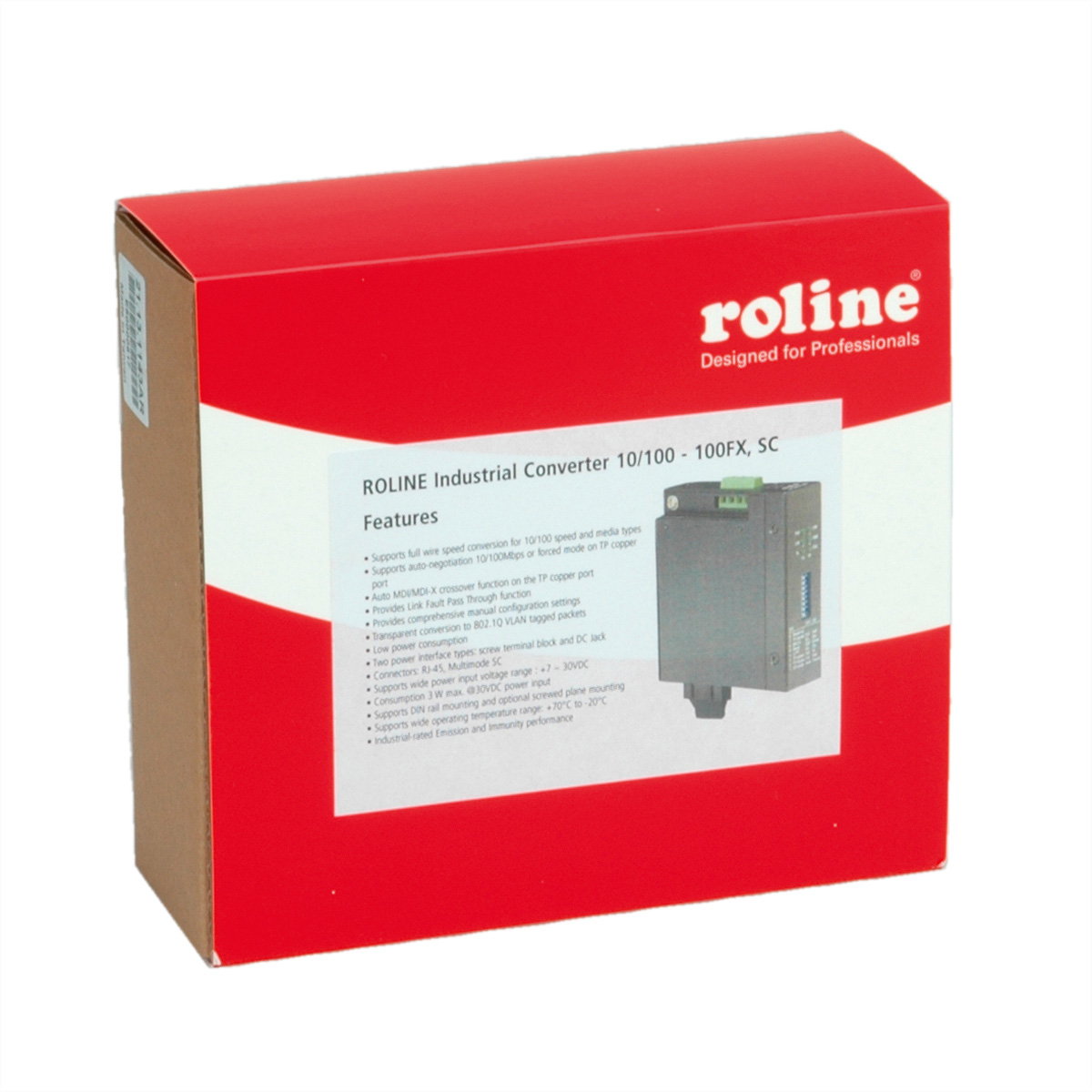 Rote und braune Box mit Funktionsbeschreibung. Weißer Hintergrund.