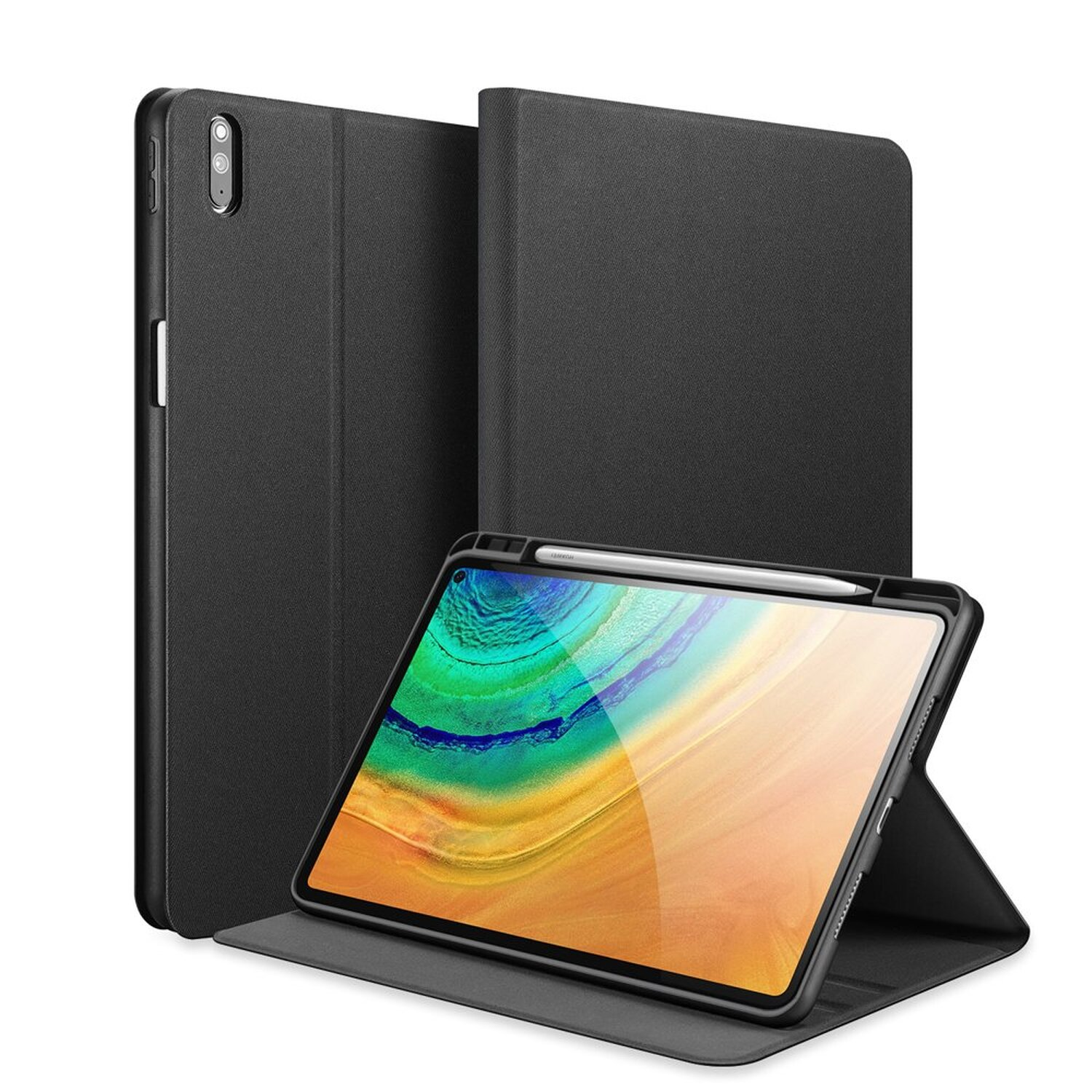 DUX DUCIS Smart Sleep Tablet Bookcover Kunstleder, Huawei MatePad Schwarz für 10.8 Pro Hülle
