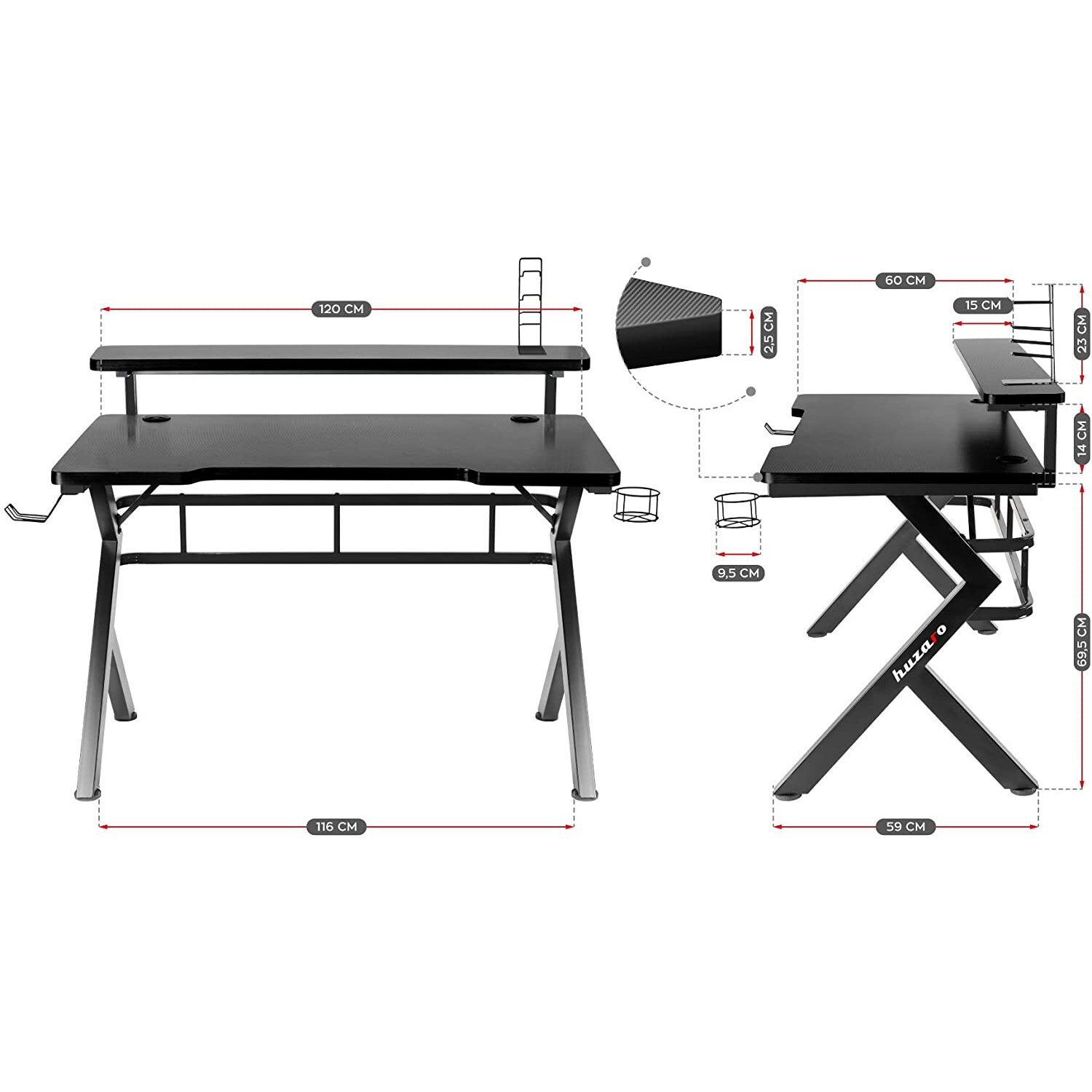 HUZARO Schreibtisch 5.0 Gaming Hero