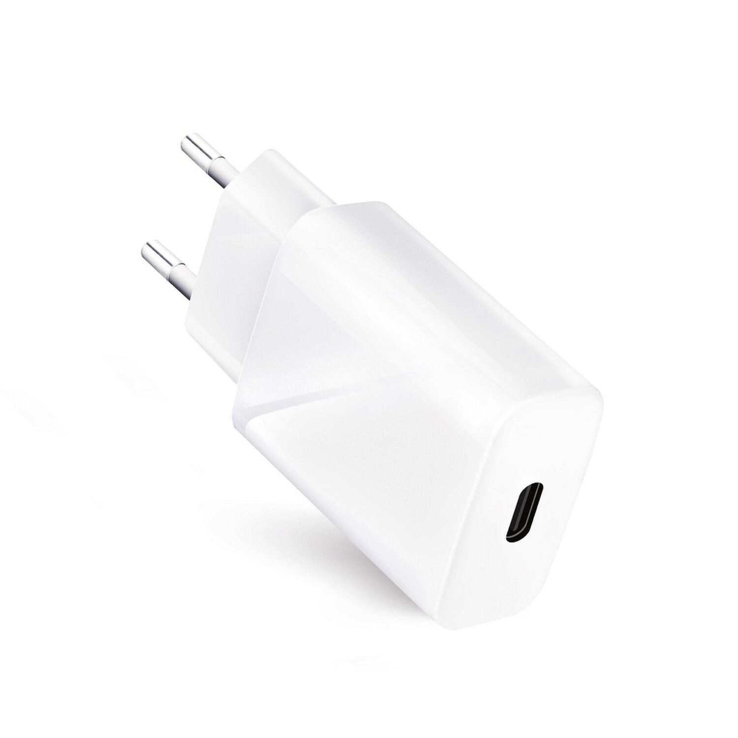 Ein weißes Ladegerät mit USB-C-Anschluss.