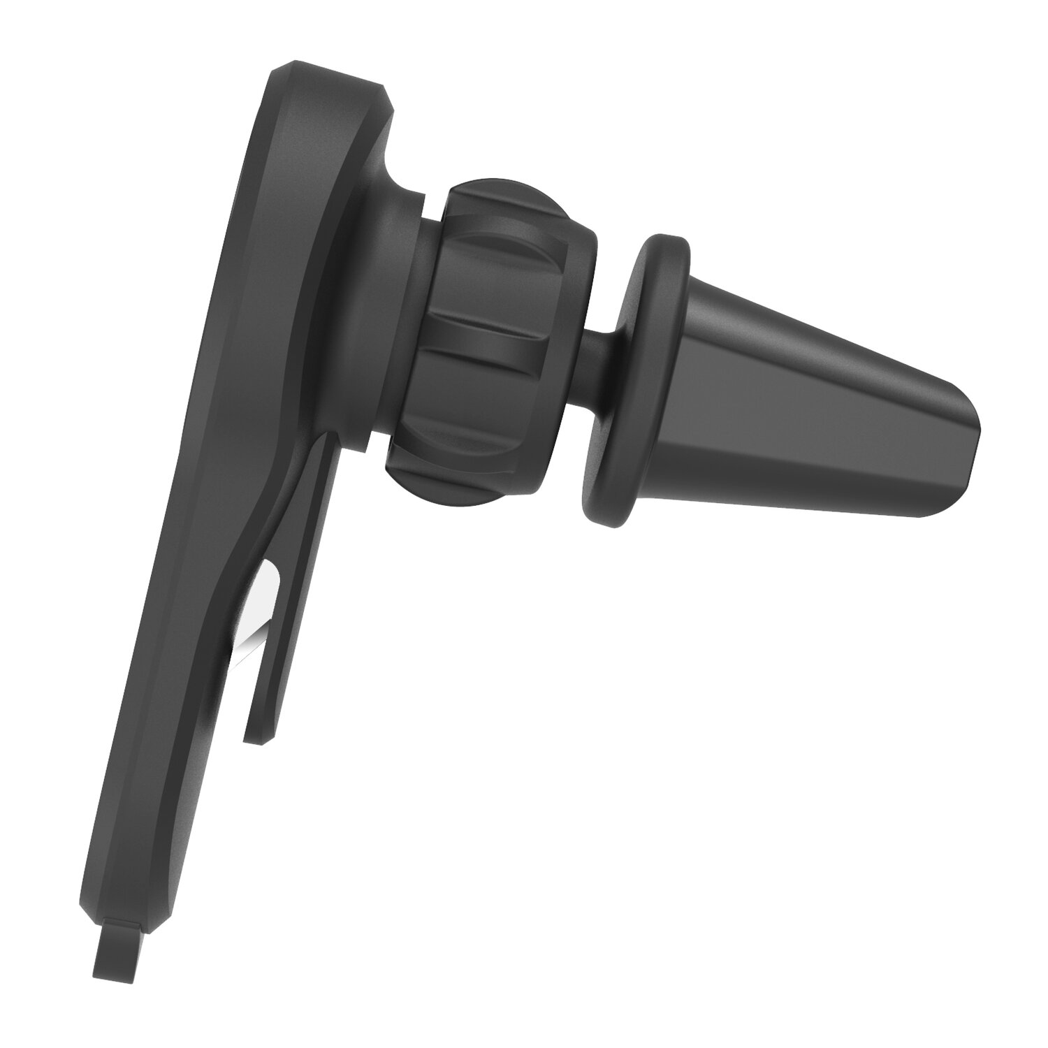 Schwarzer Autolüftungs-Telefonhalter, mit Clip und Telefonhalterung.