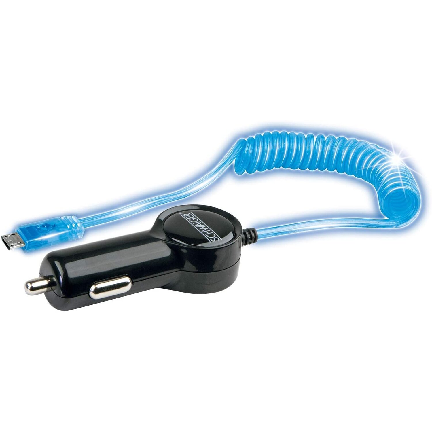 Ladegerät Transparent MicroUSB KFZ Spiralkabel SCHWAIGER Universal,