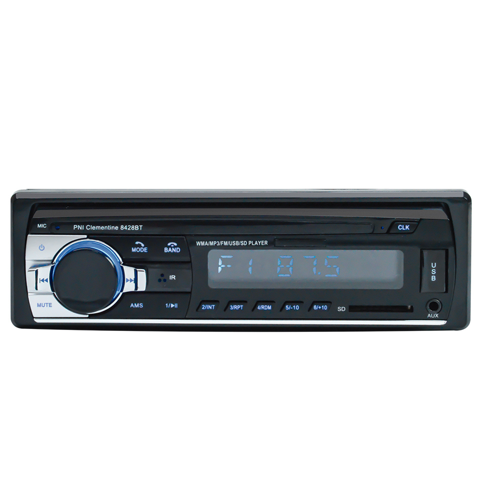 Autoradio mit Display, das die Radiofrequenz und Tasten anzeigt.