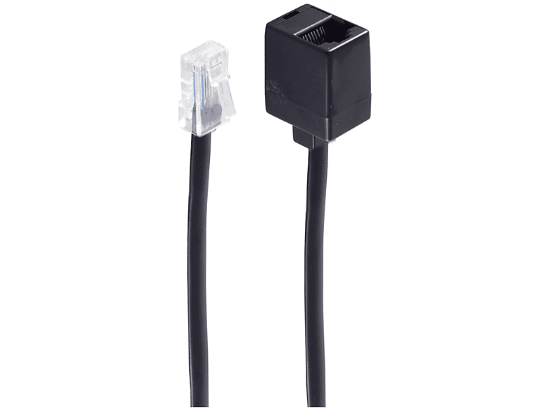 SHIVERPEAKS Western-Stecker 6/6 / Western-Kupplung 6/6 10m TAE ISDN Kabel schwarz