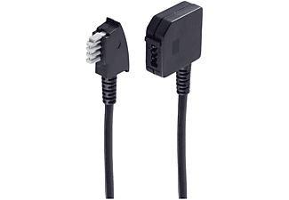 SHIVERPEAKS TAE N-Stecker / TAE N-Kupplung 6-adrig 10m TAE ISDN Kabel schwarz