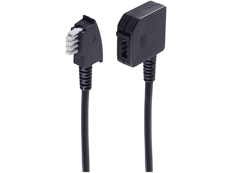 SHIVERPEAKS TAE N-Stecker / TAE N-Kupplung 6-adrig 3m TAE ISDN Kabel schwarz