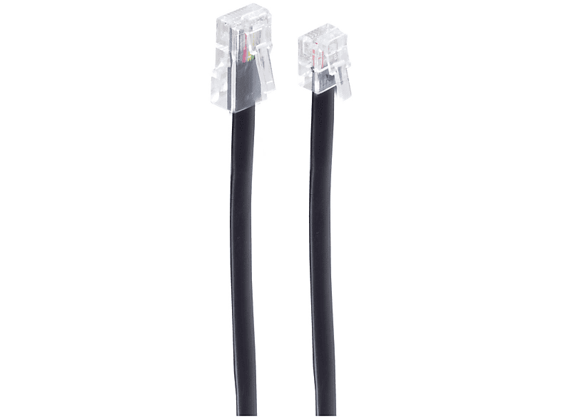 SHIVERPEAKS Western-Stecker 8/4 / Western-Stecker 6/4 6m TAE ISDN Kabel schwarz