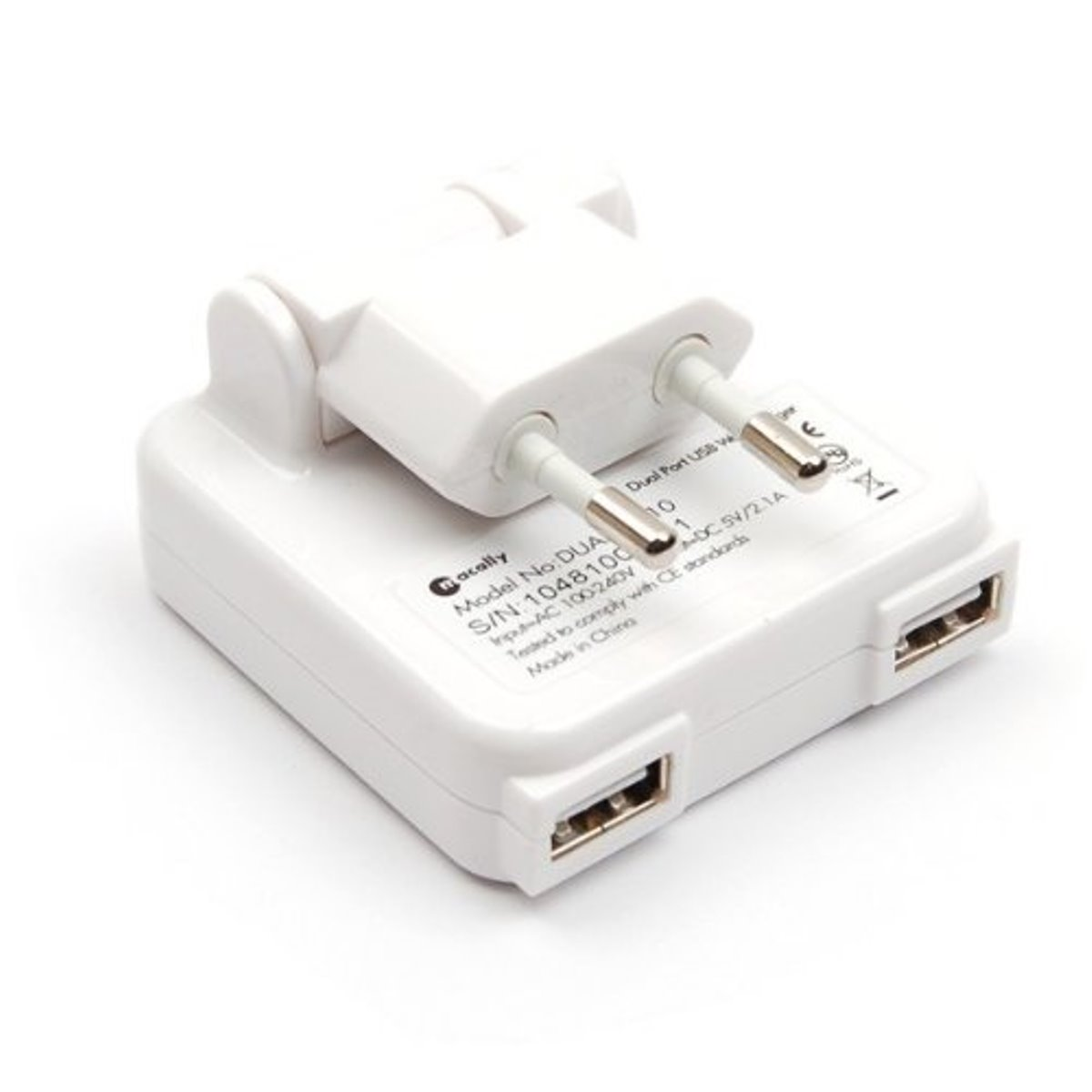 Ladegerät MACALLY AC Watt USB Ladegerät, 2-Port Weiß USB AC 10