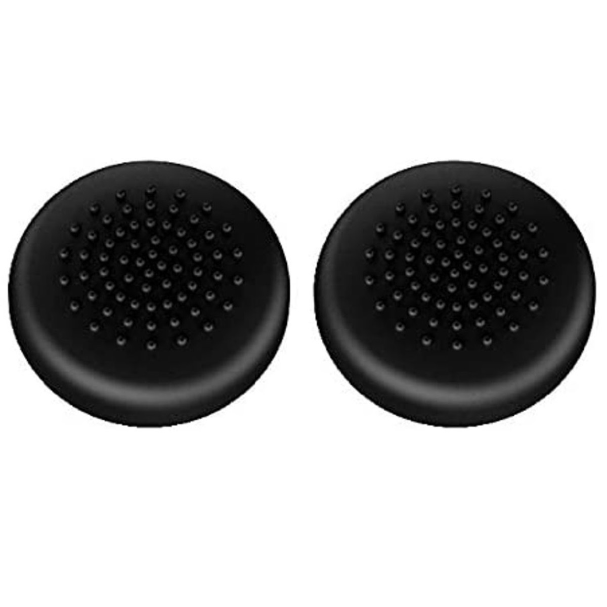 Zwei schwarze, runde Joystick-Griffe mit kleinen, strukturierten Noppen.