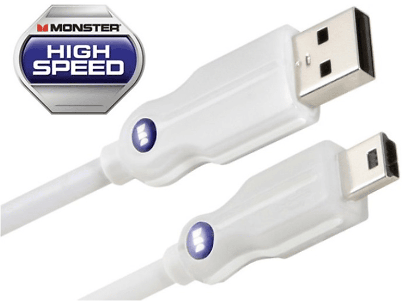Mini-USB Kabel, MONSTER Weiß 0,91m High-Speed Mini-USB-Kabel