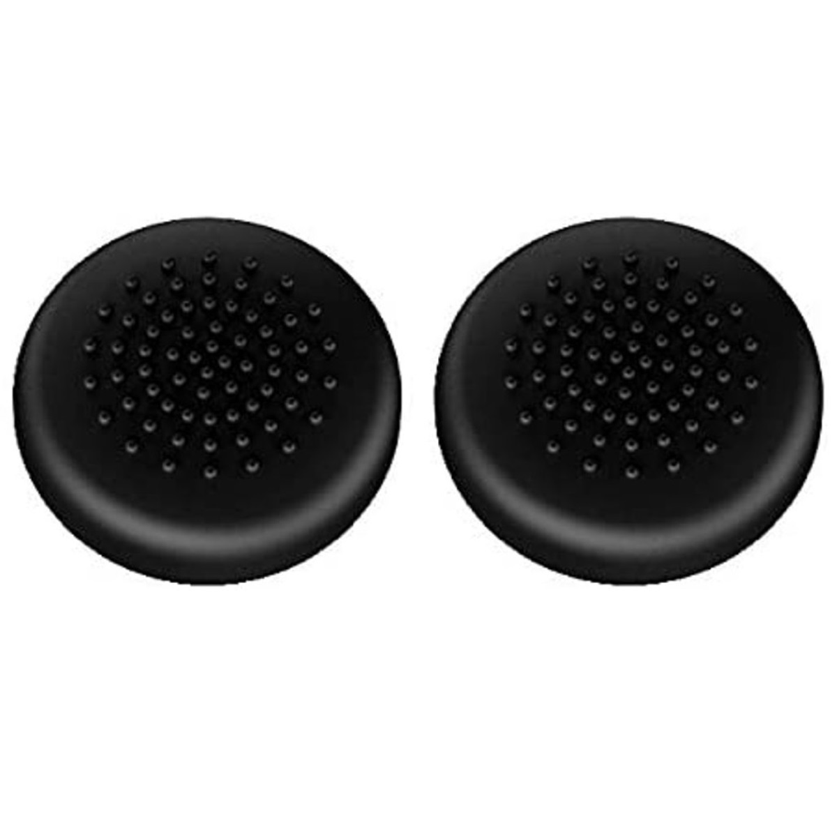 Dos empuñaduras negras para joystick con pequeños bultos. Están sobre un fondo blanco.
