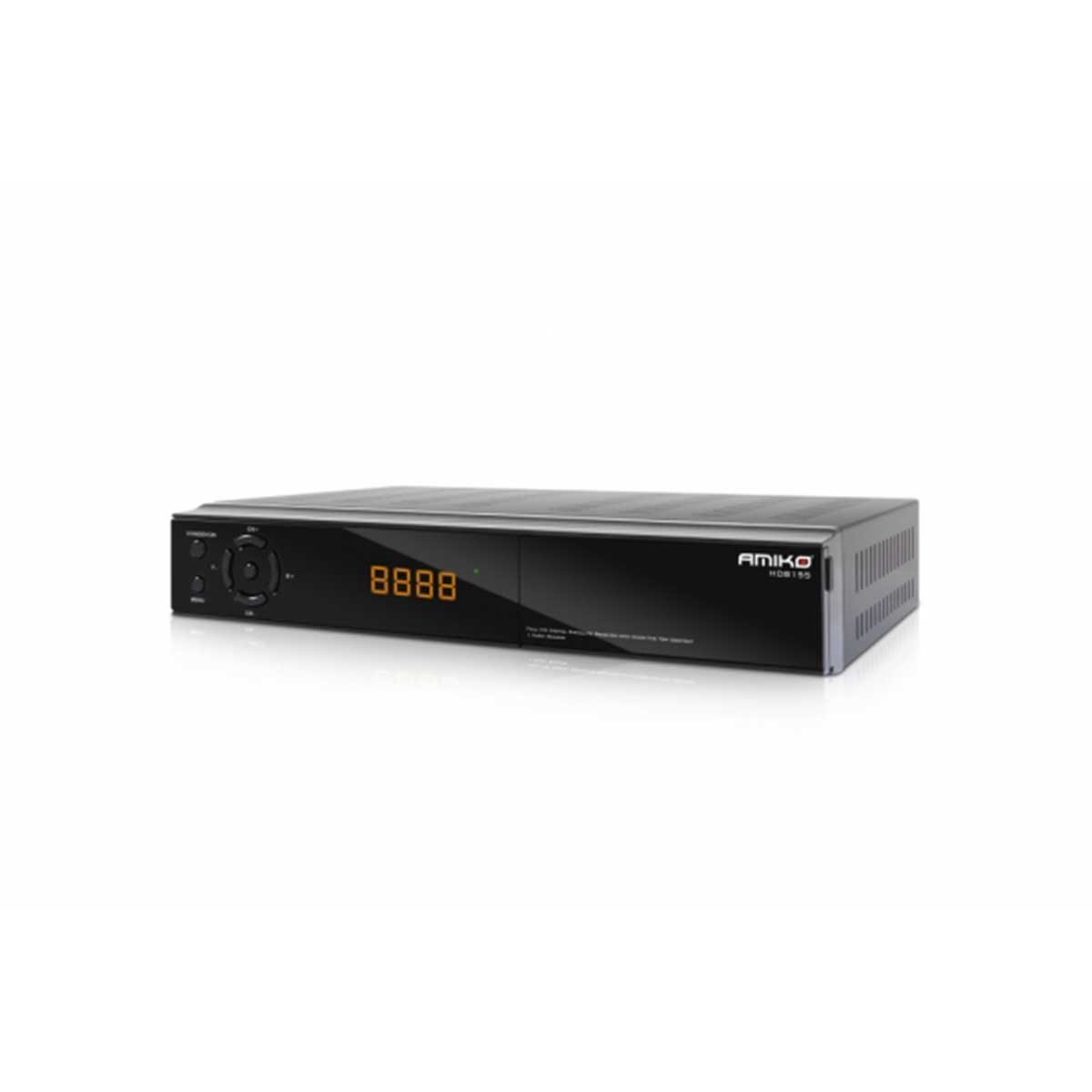 Eine schwarze Set-Top-Box mit Digitalanzeige, die die Zahl 8888 anzeigt.