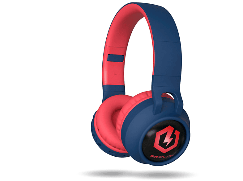 POWERLOCUS Buddy  für Kinder, Over-ear Kopfhörer Bluetooth Blau/Rot | Bluetooth-Kopfhörer