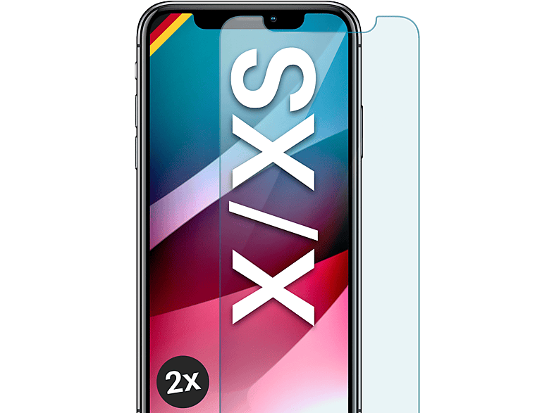 XS) Schutzfolie, / klar MOEX iPhone Panzerglas X - 2x iPhone Apple Schutzglas(für