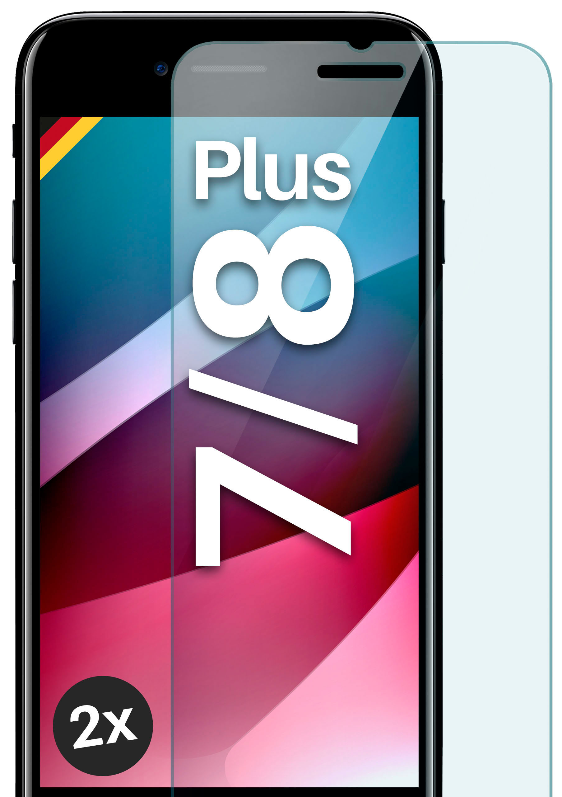 MOEX 2x Panzerglas - Schutzfolie, Schutzglas(für 8 7 Plus) iPhone klar iPhone Plus Apple 