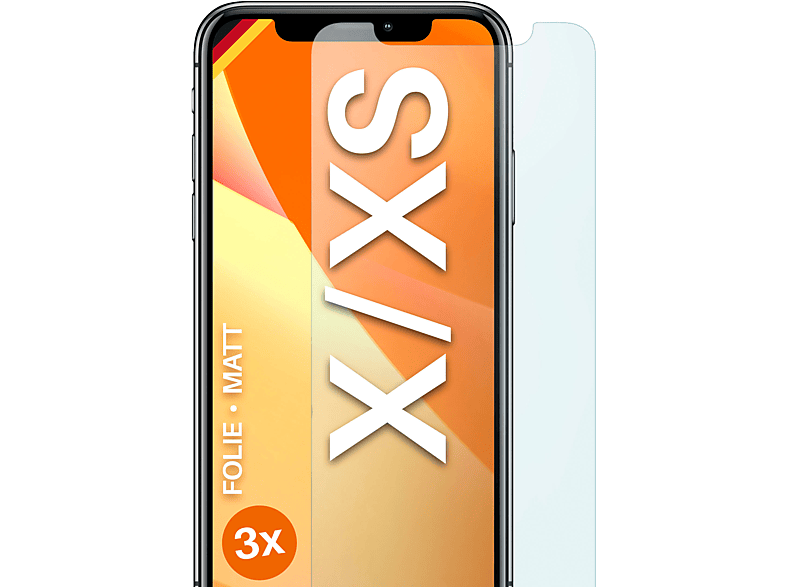 MOEX 3x Schutzfolie, matt Displayschutz(für Apple iPhone X / iPhone XS)