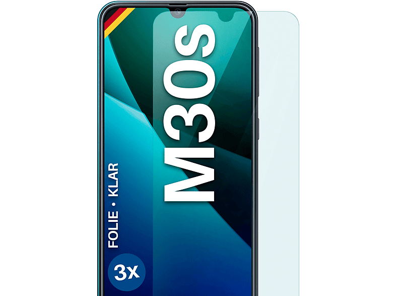MOEX 3x Schutzfolie, klar Displayschutz(für Samsung Galaxy M30s)