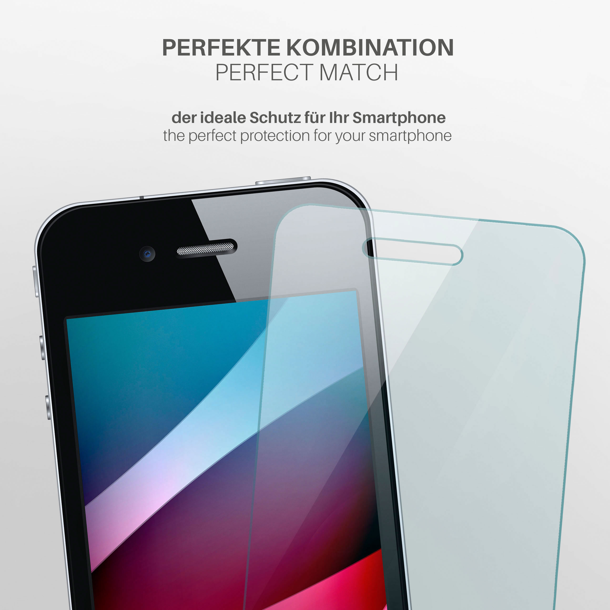 MOEX 2x Panzerglas iPhone klar iPhone Schutzfolie, 4s - Schutzglas(für Apple 4) 
