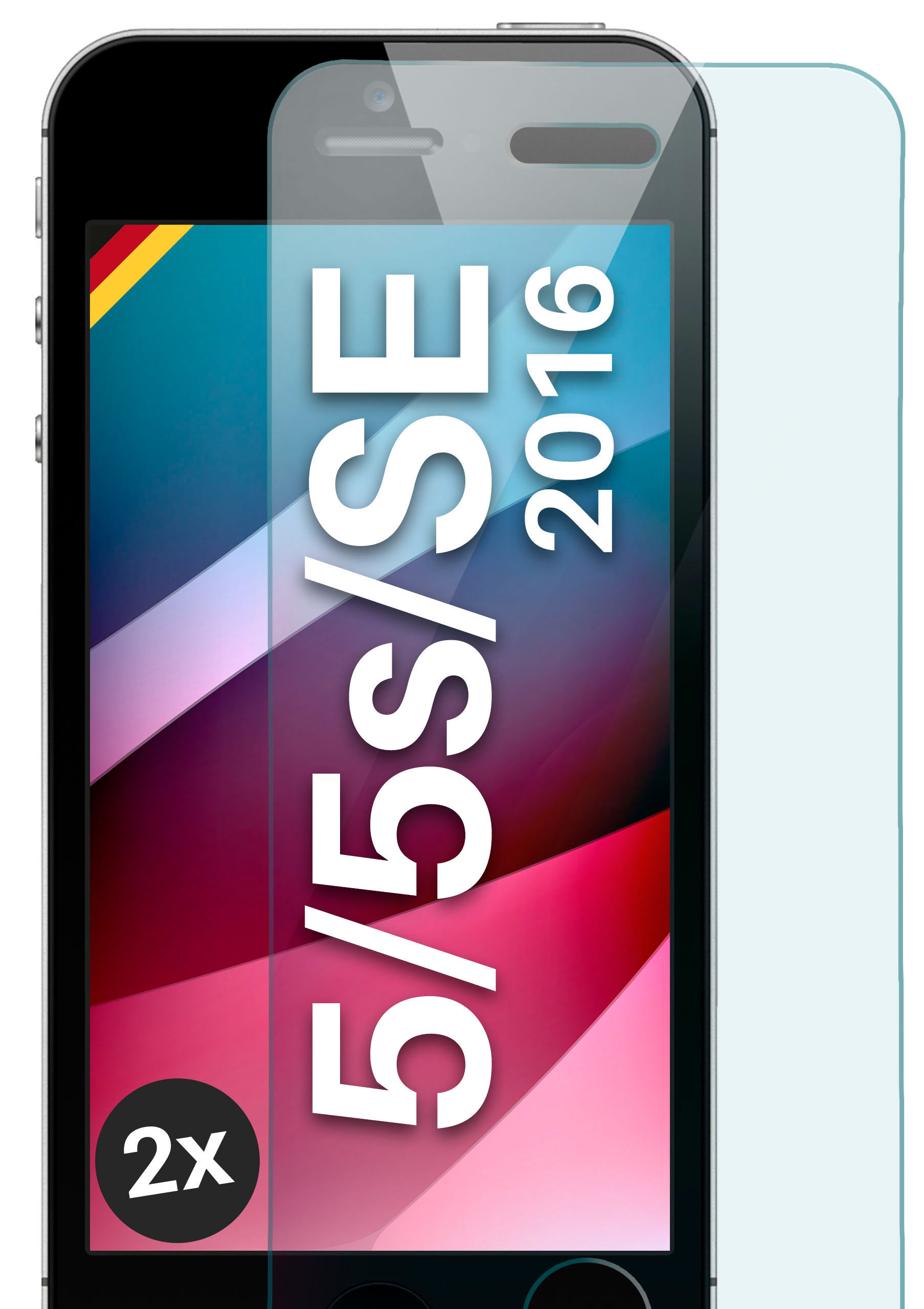 Apple IPhone 5, 5C, 5s, SE 2016 Displayschutz Aus Glas Mit Blickschutz Schwarz