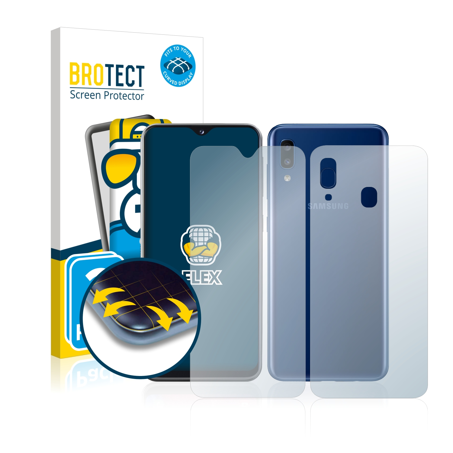 BROTECT 2x A20e) Schutzfolie(für Samsung 3D Galaxy Flex Full-Cover Curved