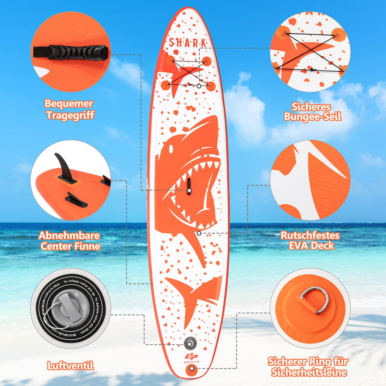 COSTWAY SUP Board Stand Up Orange Paddle