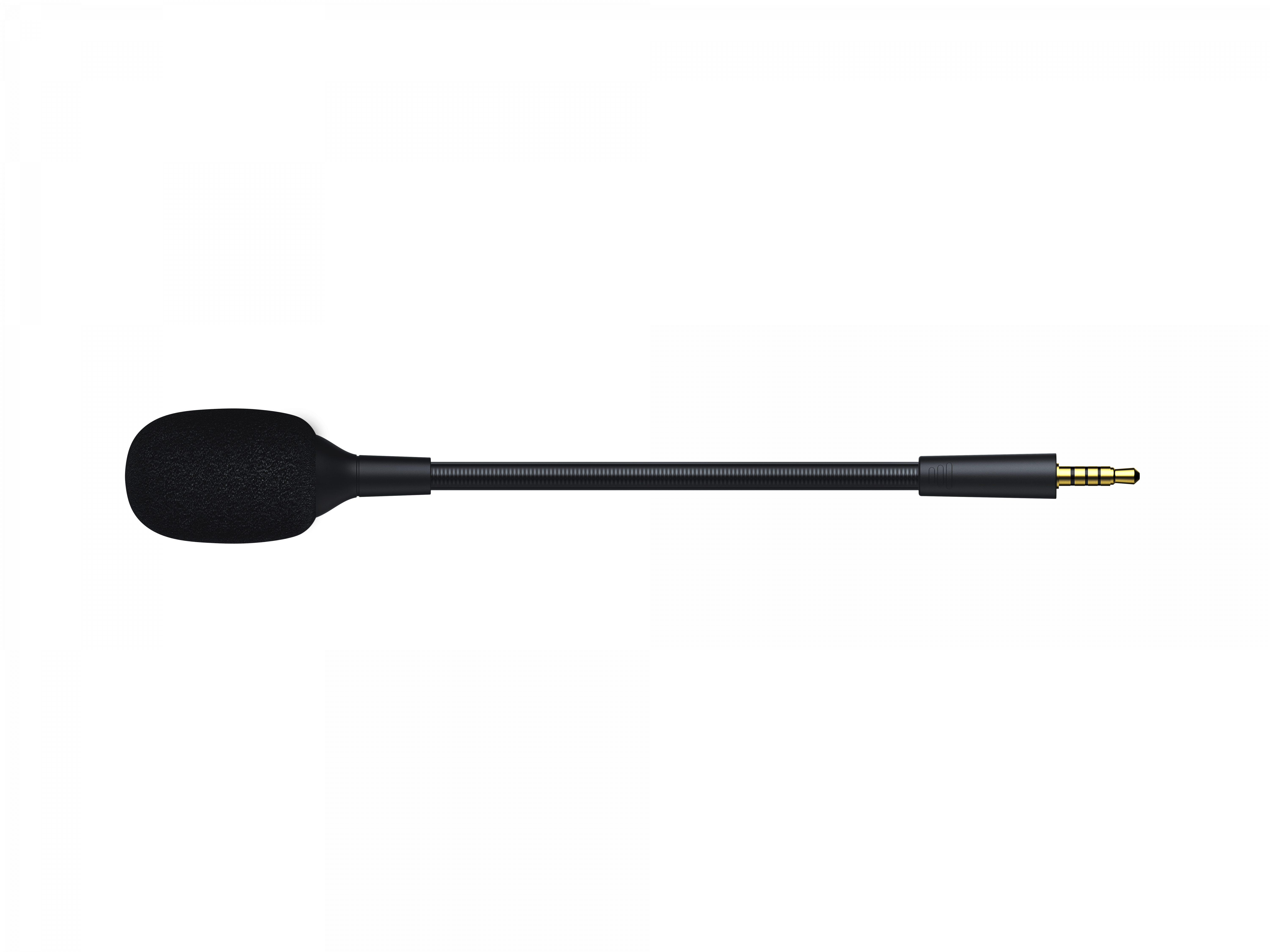Schwarzes Mikrofon mit flexiblem Arm und 3,5-mm-Klinke.