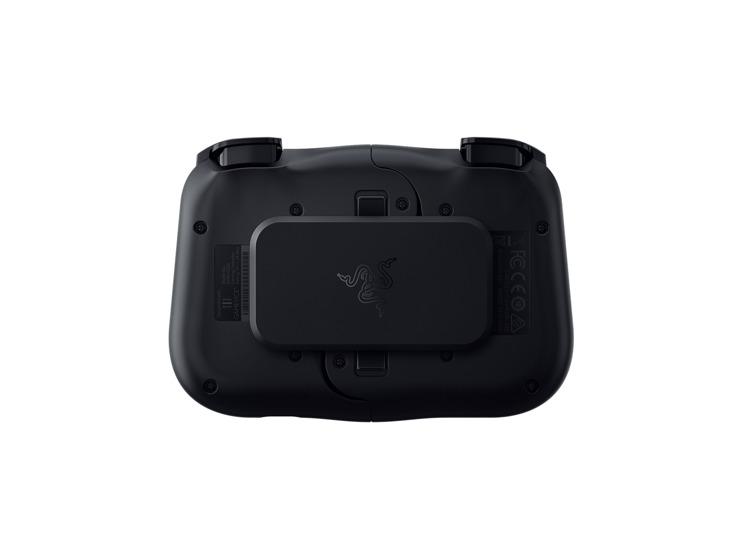 Black Razer gamepad with the Razer logo, on a white background.