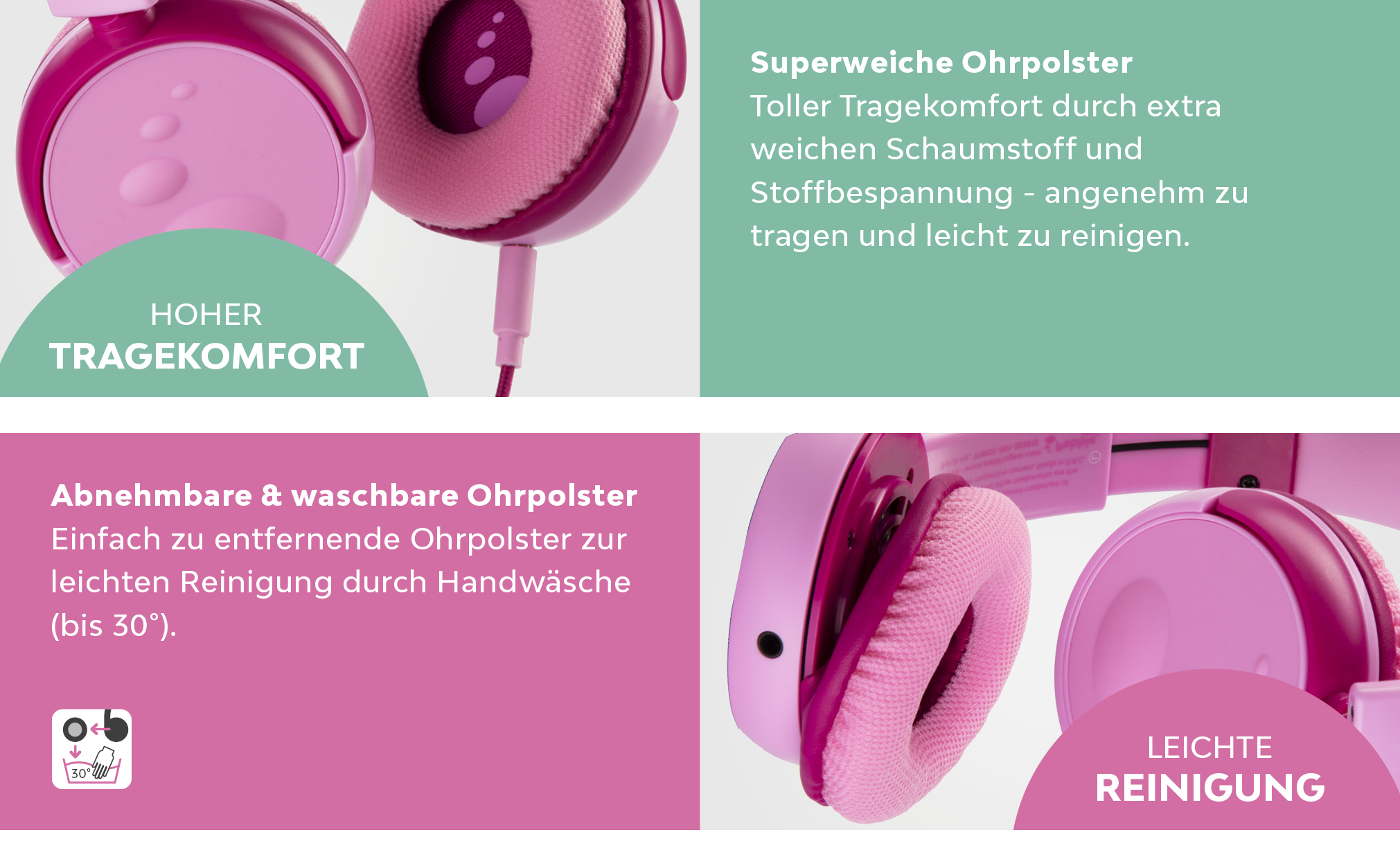 GEAR PINK, PEBBLE On-ear pink Kopfhörer Kinderkopfhörer