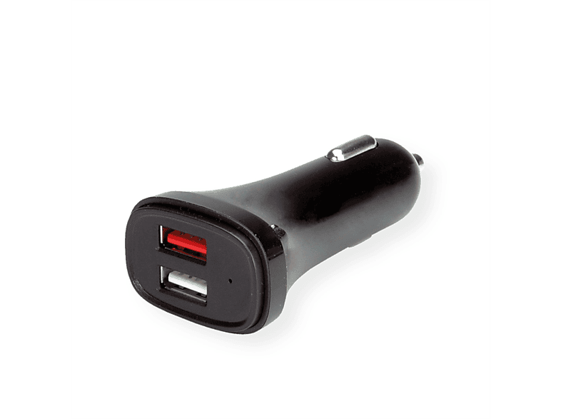 VALUE USB Charger mit KFZ-Stecker, 2-Port (1x QC3.0, 1x 5VDC 2.4A), 18W USB-Kfz-Ladegerät