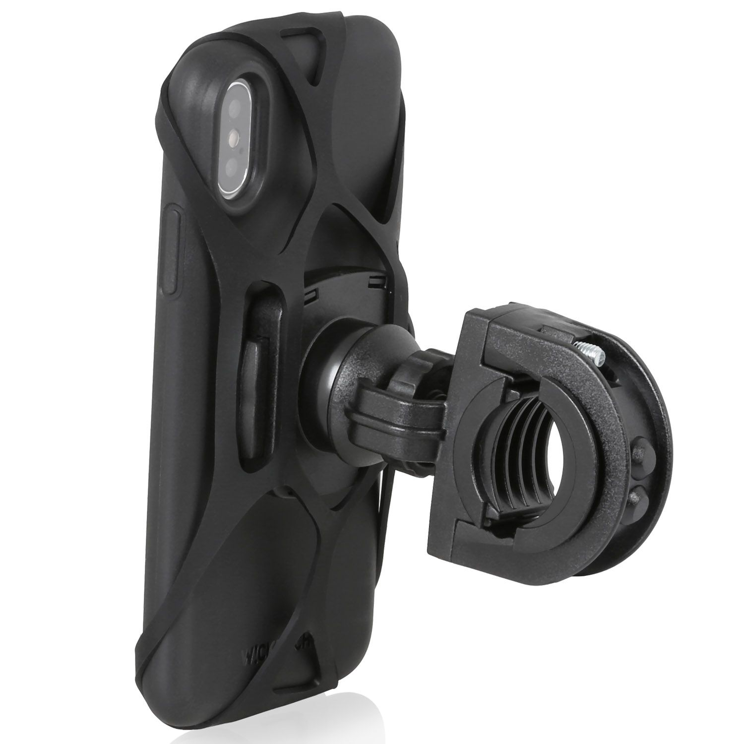 schwarz (Kugelgelenk, CHILI Apple Fahrradhalterung, für QuickMOUNT X XS Fahrrad Motorradhalterung, iPhone Halterung und Sicherungsgummi) WICKED Motorrad und