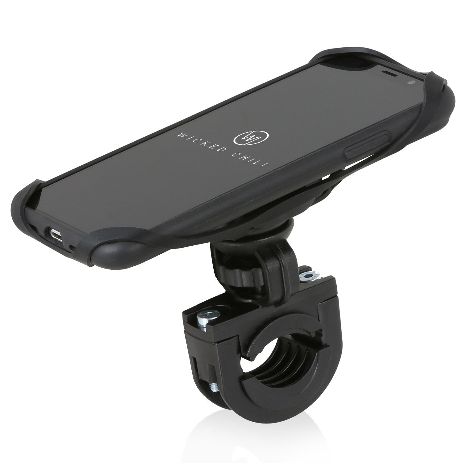 schwarz (Kugelgelenk, CHILI Apple Fahrradhalterung, für QuickMOUNT X XS Fahrrad Motorradhalterung, iPhone Halterung und Sicherungsgummi) WICKED Motorrad und