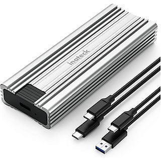 Caja Disco Duro  - M.2 NVMe transmisión de 10Gbps USB 3.2 Gen 2, Compatible con M.2 SATA y SSD NVMe INATECK, gris