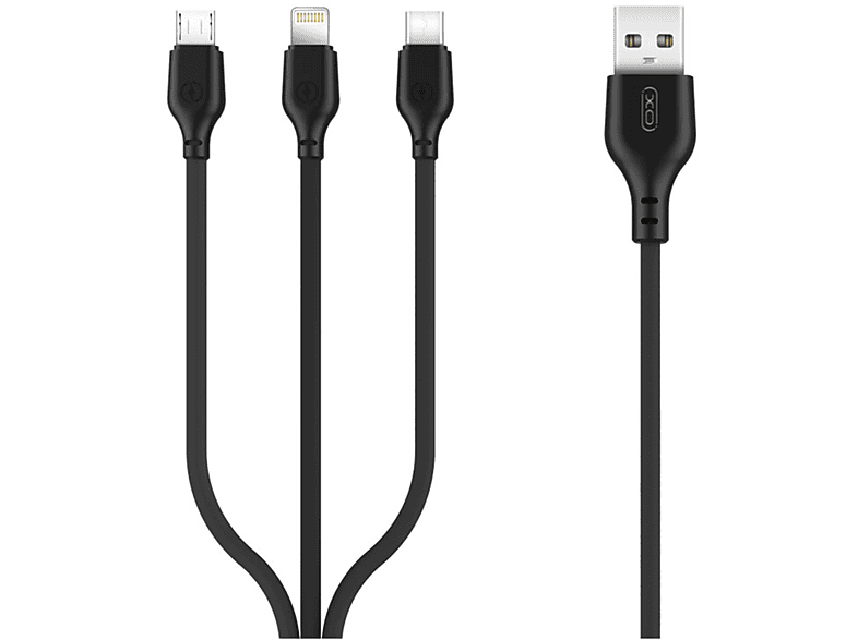 COFI 3 in 1 Lightning, Typ-C, Micro-USB, Ladekabel, Schwarz