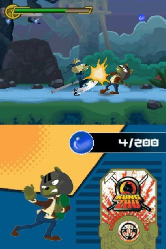 Ein Screenshot aus einem Videospiel mit zwei Charakteren in Aktion.