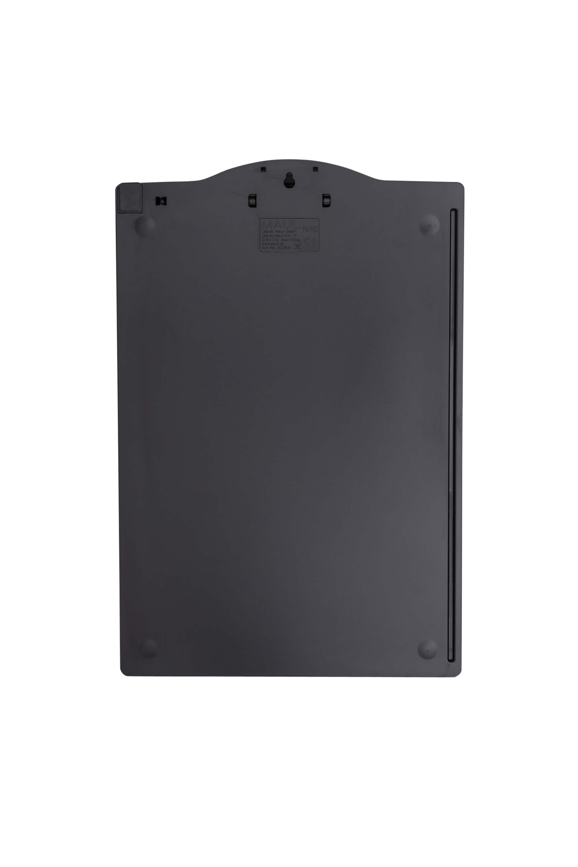 Czarny, prostokątny panel świetlny z zakrzywionym wierzchem i czterema nóżkami.