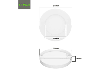 ECD-GERMANY 2 x LED-Aufputzlampe 18W LED Lampe Warmweiß