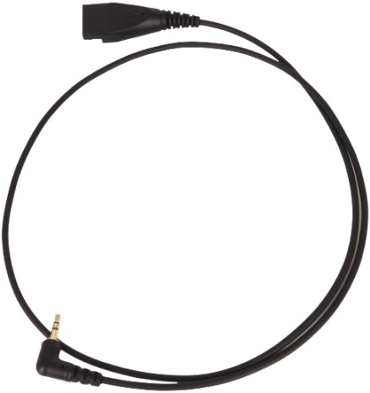 Schwarzes Audiokabel mit 3,5-mm-Klinke und Stecker.