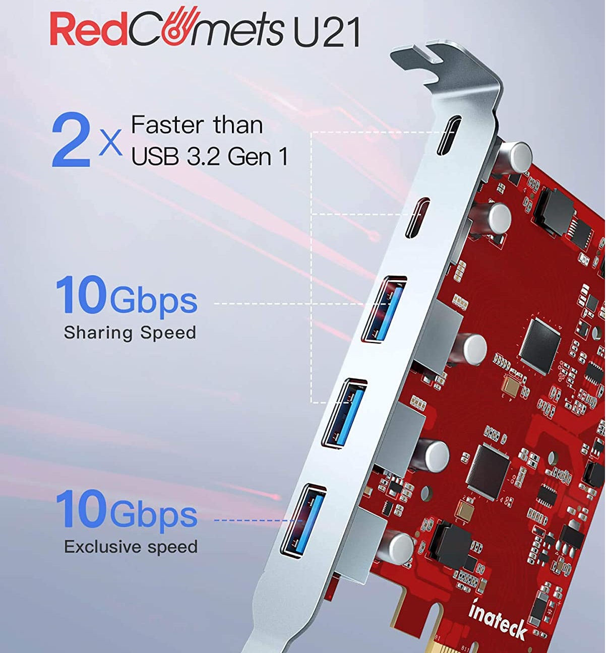 Bandbreite 2 Express-Karte 20 Karte Gbit/s zu 3.2 karte Express RedComets INATECK U21 PCI Gen USB mit PCIe