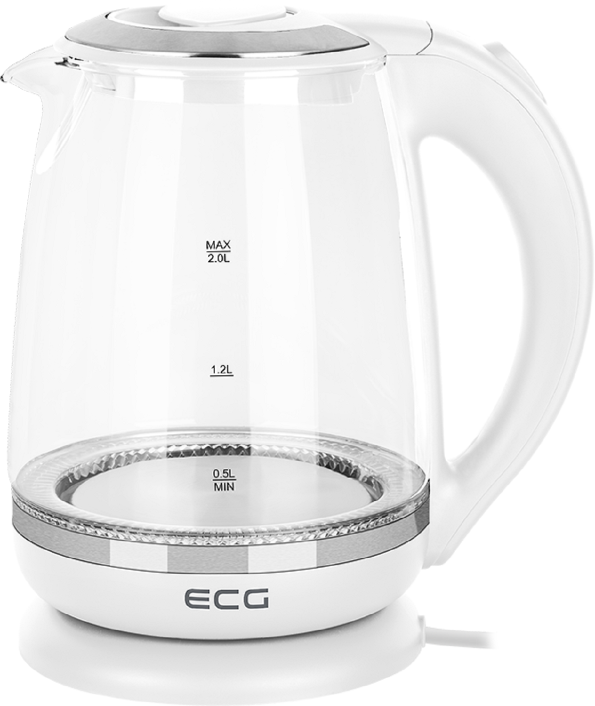 ECG RK 2020 White Glass Volumen Wasserkocher l | rostfrei | | Kochglas Weiss Wasserkocher, mit | 2