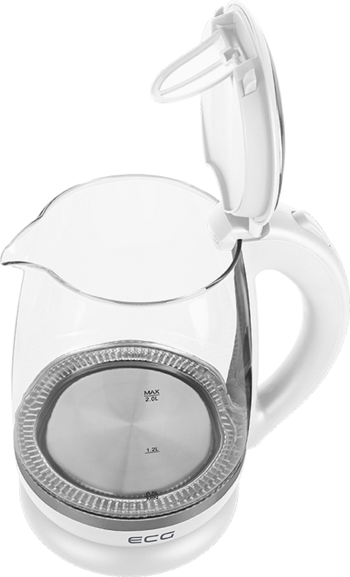ECG RK 2020 White Wasserkocher, Kochglas Weiss | | | mit l rostfrei 2 | Volumen Wasserkocher Glass