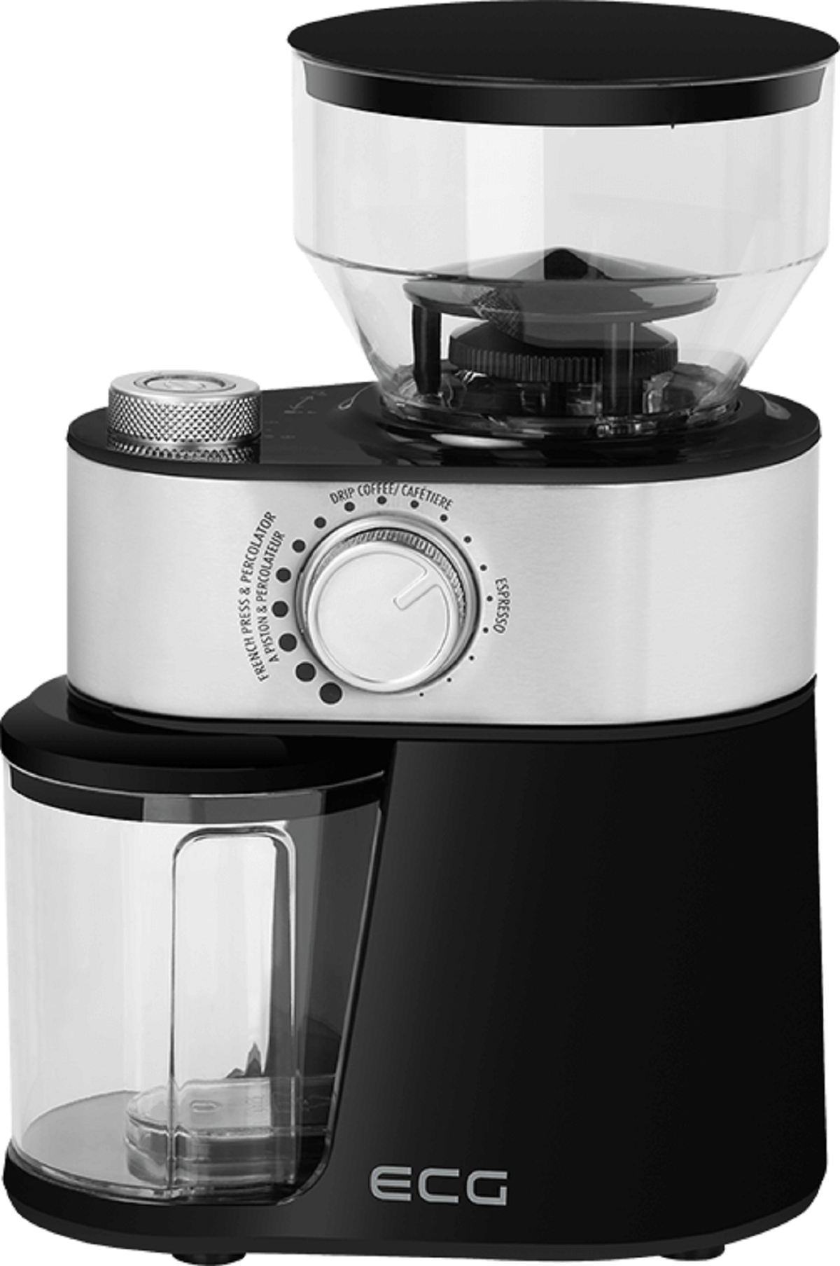 ECG KM 1412 Aromatico | Portionen Kaffee Elektrische Kaffeemühle | | 2-12 Scheibenmahlwerk | Kaffeemühle WEISS/SILBER