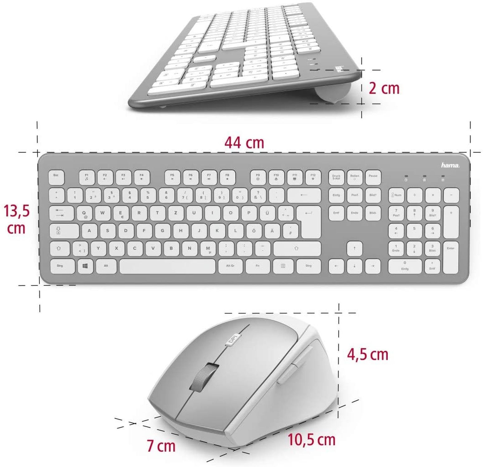 KMW-700, Tastatur/Maus HAMA Silber/Weiß Set,