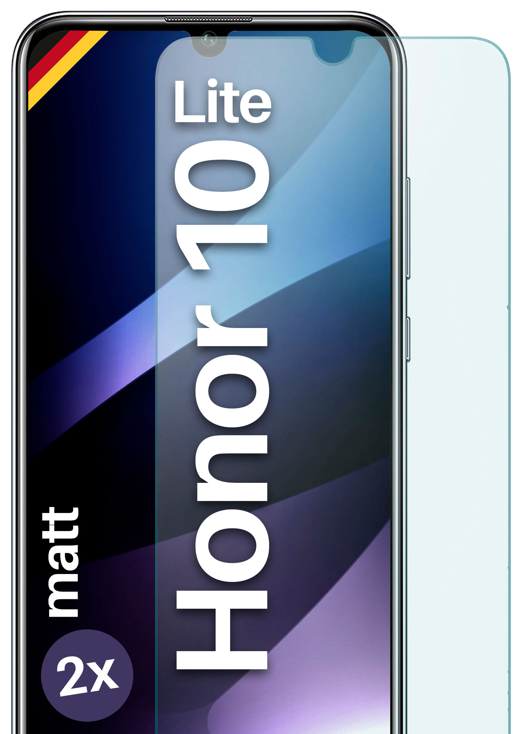 Huawei 2x Lite) Panzerglas - Schutzglas(für Schutzfolie, matt MOEX 10 Honor