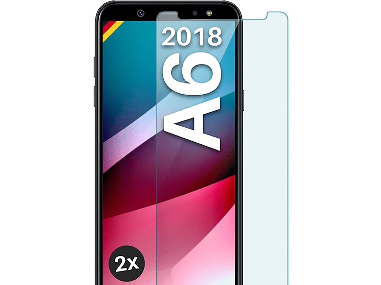 MOEX 2x Panzerglas - Schutzfolie, klar Schutzglas(für Samsung Galaxy A6 (2018))