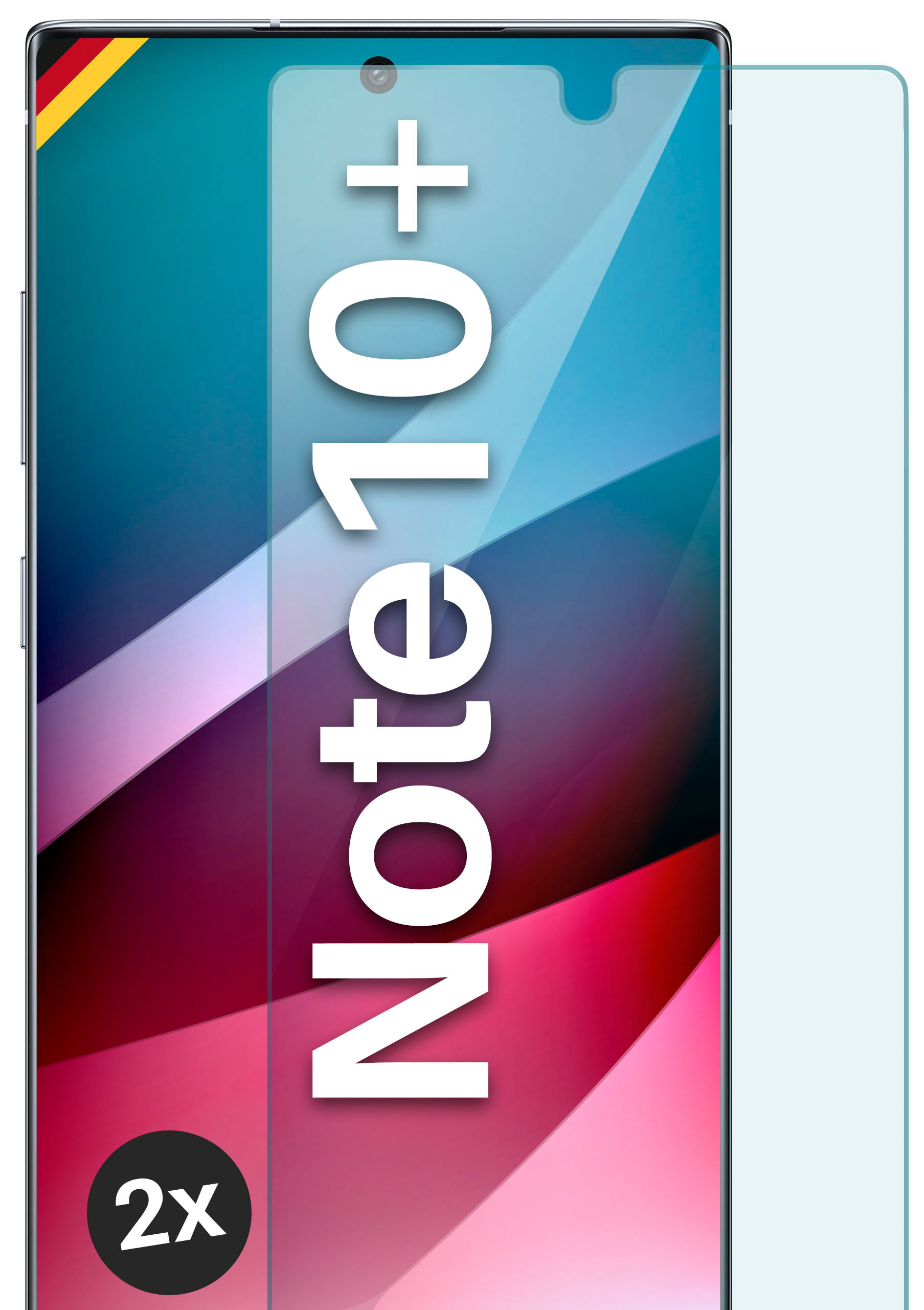 MOEX 2x Panzerglas - klar Note10 Samsung Schutzfolie, (4G/5G)) Plus Schutzglas(für