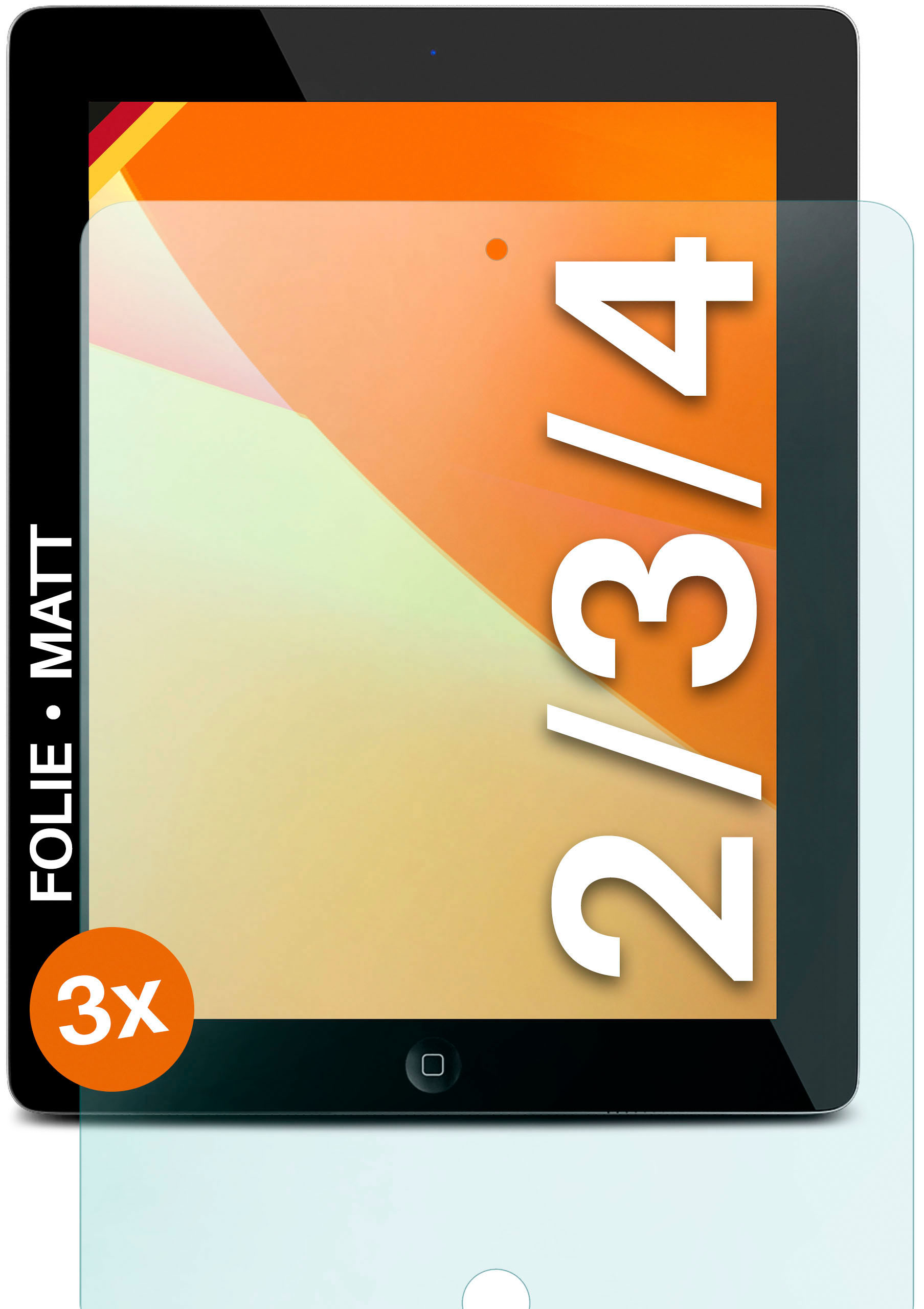 MOEX 3x matt Schutzfolie, 2/3/4) iPad Displayschutz(für Apple
