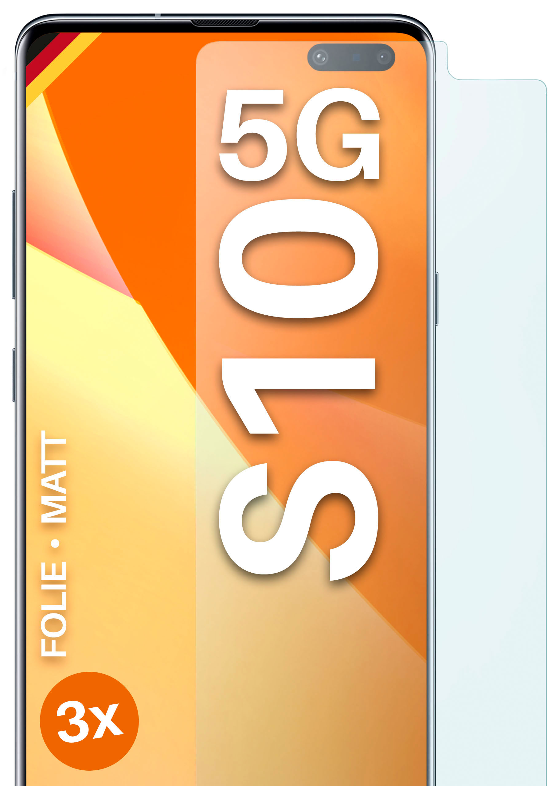 MOEX 3x Schutzfolie, matt Displayschutz(für 5G) Galaxy S10 Samsung