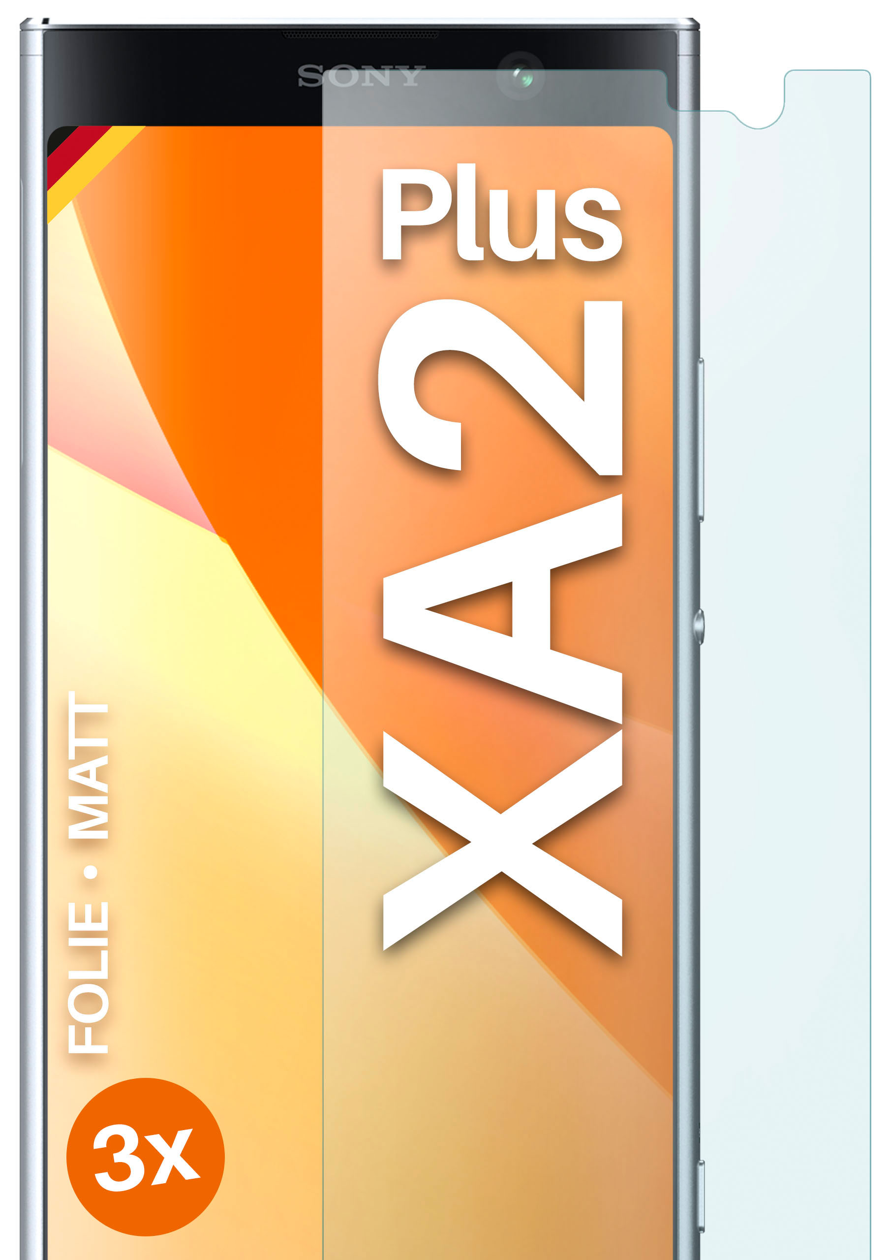MOEX 3x Displayschutz(für Sony XA2 Schutzfolie, Xperia Plus) matt