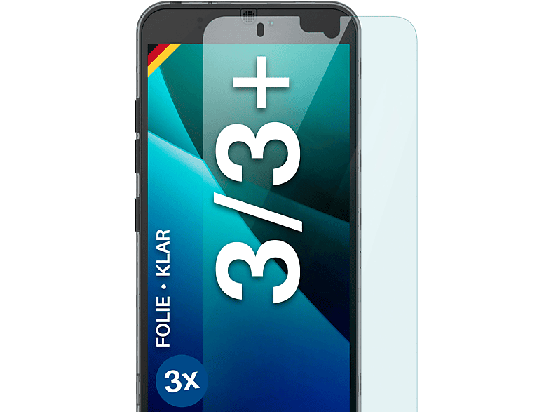 3x Displayschutz(für Fairphone klar / 3 3 Schutzfolie, Plus) MOEX